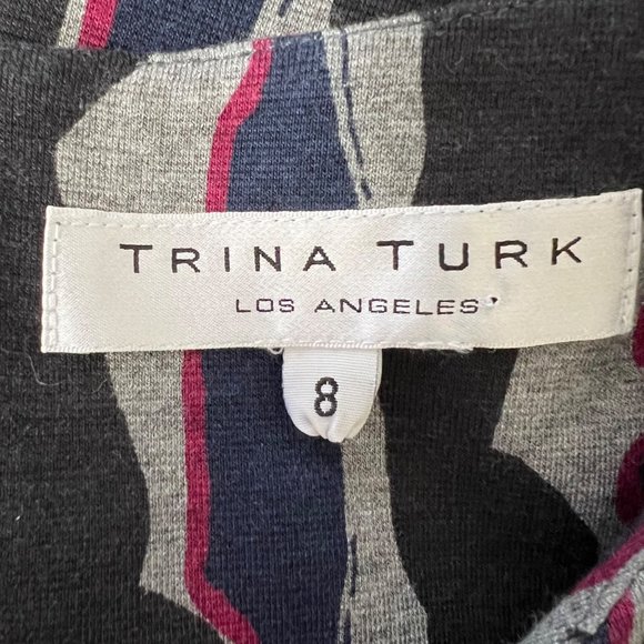 Trina Turk Womens Sheath Dress Gray Black Blue Abstract Stripe Cap Sleeve size 8 - Picture 10 of 12